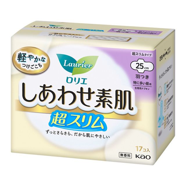 ロリエしあわせ素肌　通気超スリム特に多い昼用羽つき１７コ入