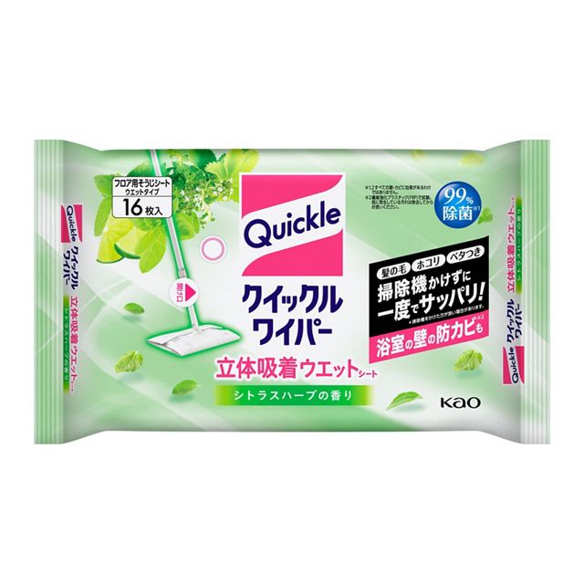 クイックルワイパー　立体吸着ウエットシート　シトラスハーブ１６枚