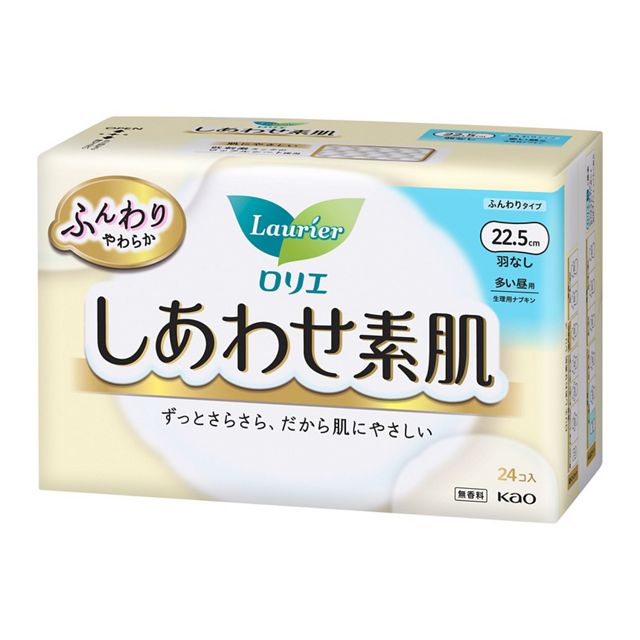 ロリエしあわせ素肌　多い昼用羽なし２２．５ｃｍ　２４コ入