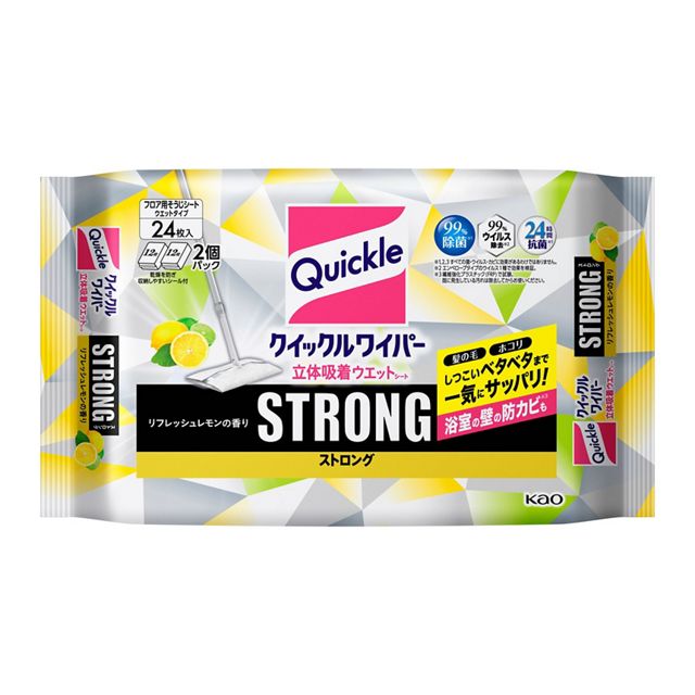 クイックル立体吸着ウエットシートストロング　レモン２４枚