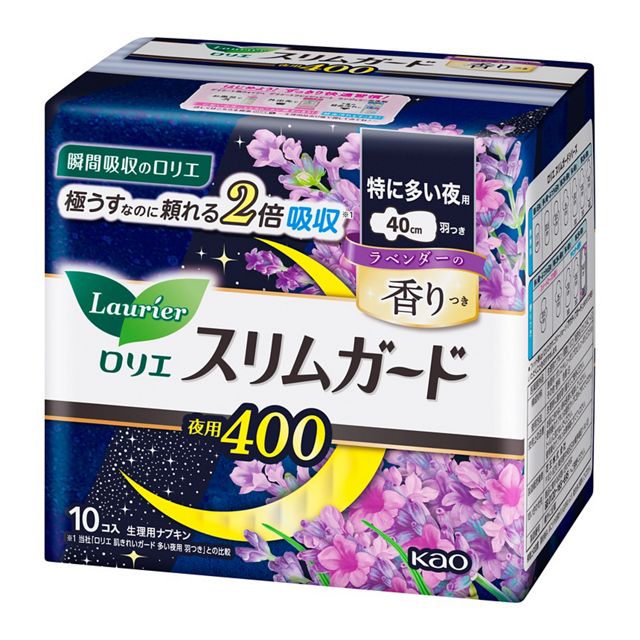 ロリエスリムガード　ラベンダー特に多い夜用４００　１０コ入