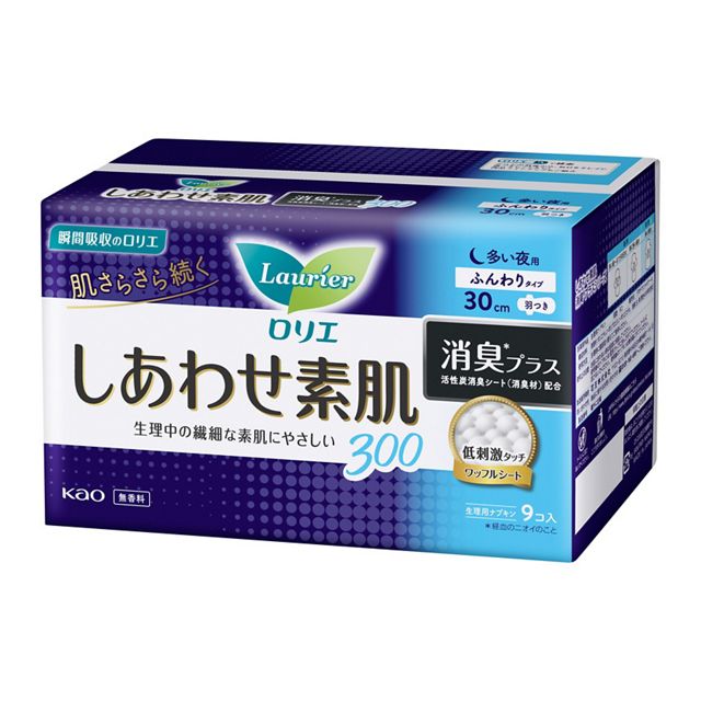 ロリエしあわせ素肌　消臭プラス　多い夜用３００羽つき　９コ