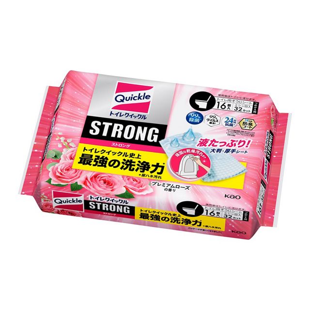 トイレクイックル　ＳＴＲＯＮＧ　プレミアムローズ　替え　１６枚