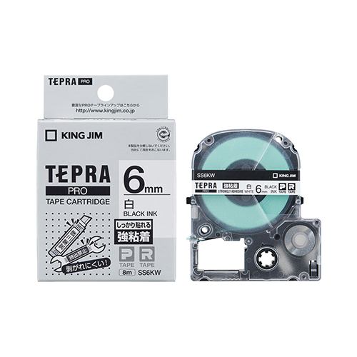 キングジム　ＳＳ６ＫＷ　テプラＰＲＯテープ強粘着タイプ白／黒文字
