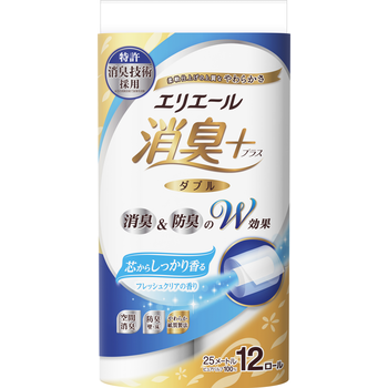 ［ケース］エリエール消臭プラス　トイレティシューしっかり香るフレッシュクリアの香り１２RW×6パック