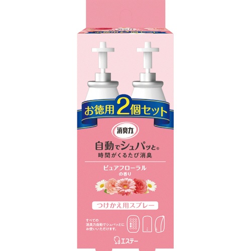 消臭力　自動でシュパッと　つけかえ　２個セット　ピュアフローラルの香り３９ｍＬ×２