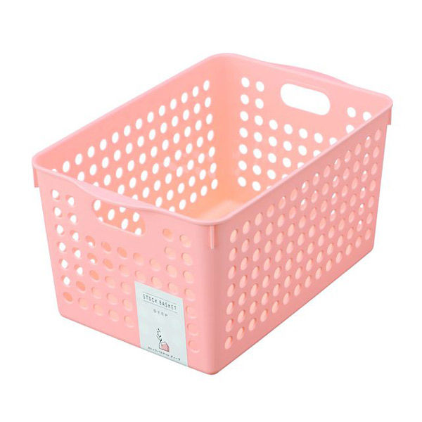 イノマタ　４５７７　ストックバスケット（ディープ）　Ｌピンク