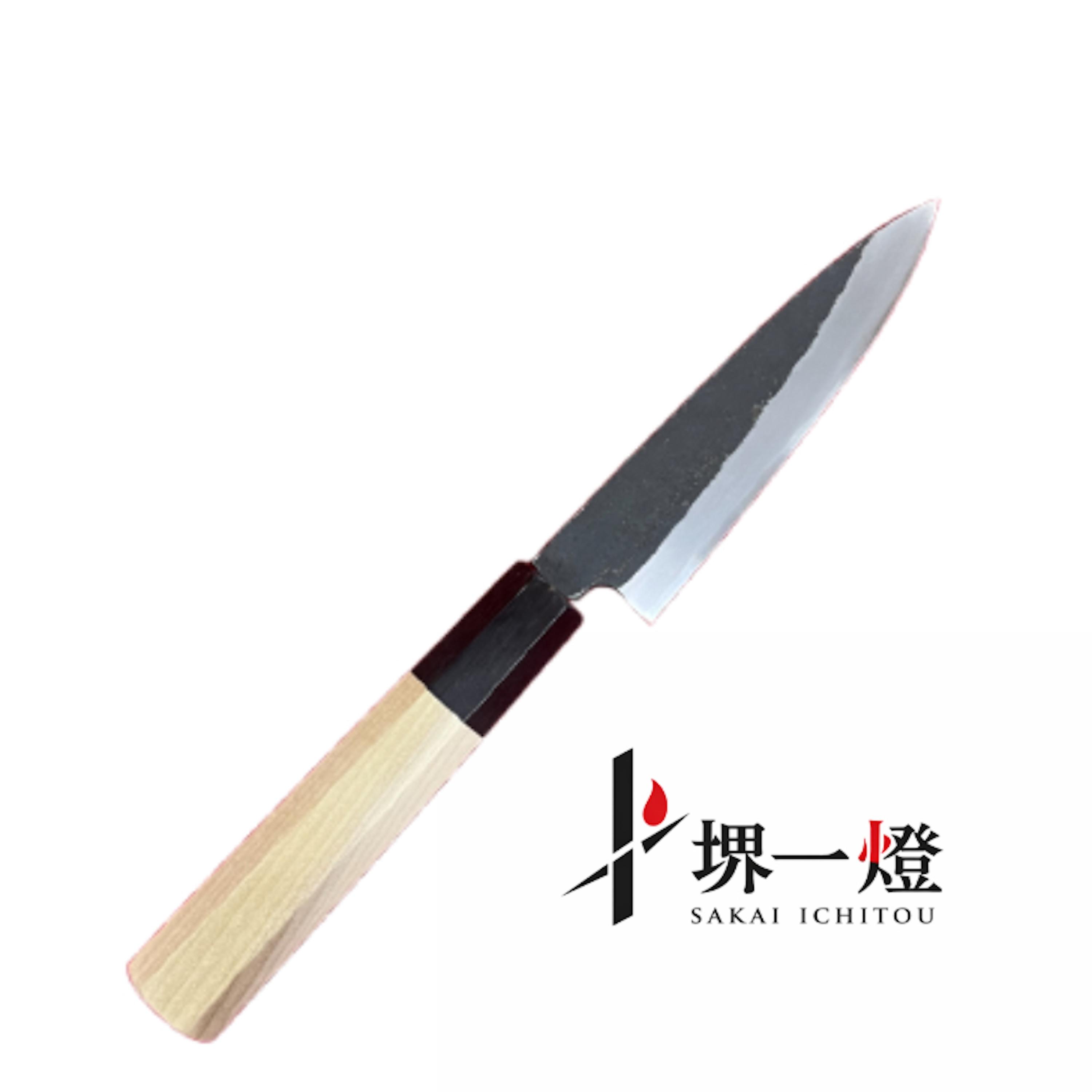 堺一燈　黒鉄（くろがね）ペティナイフ　水牛八角柄