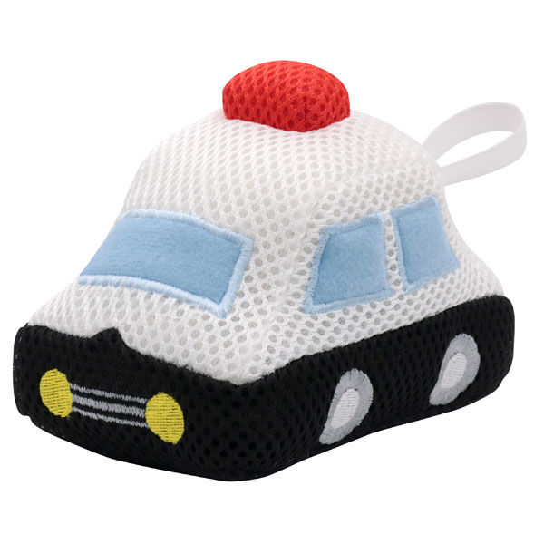 パトカー　おふろでぬいぐるみ