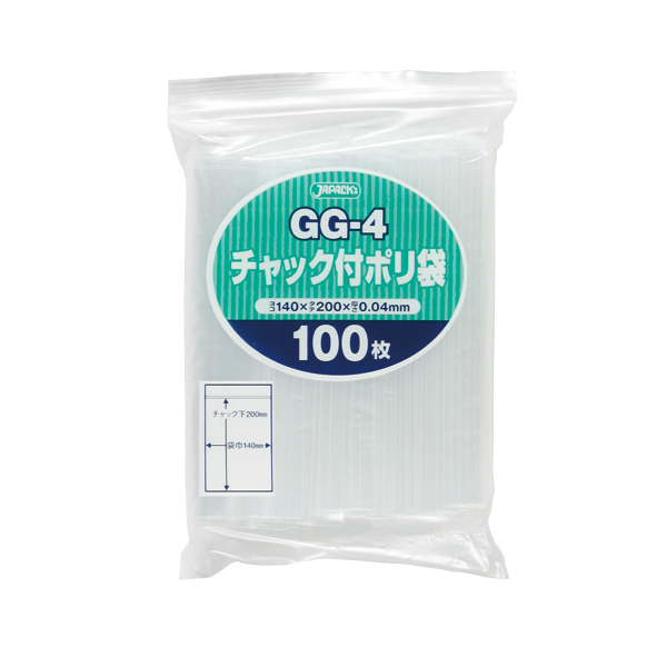 ＧＧー４　チャック付ポリ袋　透明１００枚