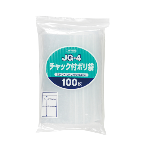 ＪＧー４　チャック付ポリ袋　透明１００枚