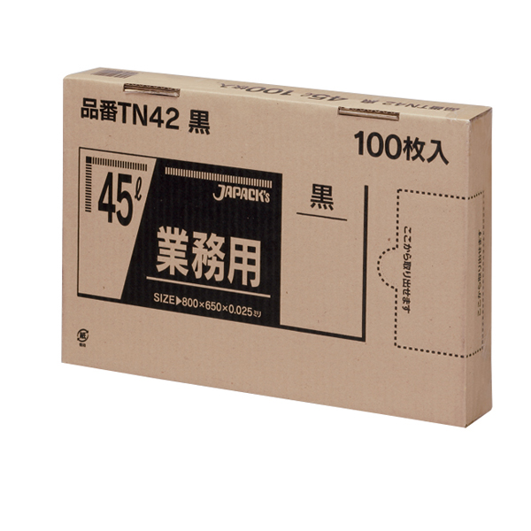 ＴＮ４２　メタ配合ポリ袋４５ＬＢＯＸ　黒１００枚