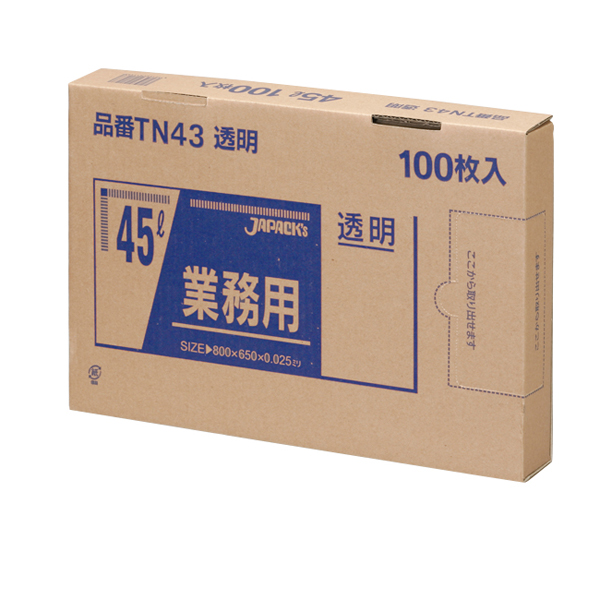 ＴＮ－４３　業務用スタンダード　ＢＯＸタイプ　４５Ｌ　透明　１００枚