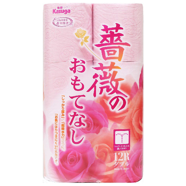 薔薇のおもてなし・ピンク　12ロール　114ｍｍ×25ｍ巻　ダブル