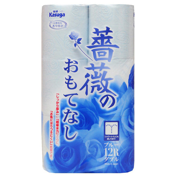 薔薇のおもてなし・ブルー　12ロール　114ｍｍ×25ｍ巻　ダブル