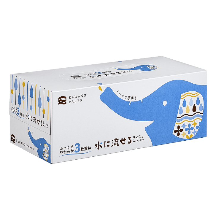 ふっくらやわらか水に流せるティシュ３枚重ねＢＯＸ１２０組