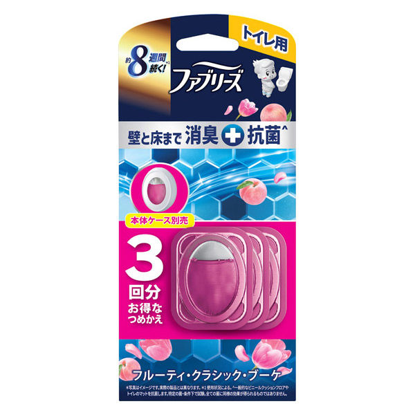 ファブリーズトイレ用消臭剤プレミアムシリーズ＋抗菌　フルーティー・クラシック・ブーケつめかえ３個パック　６．３ｍＬｘ３