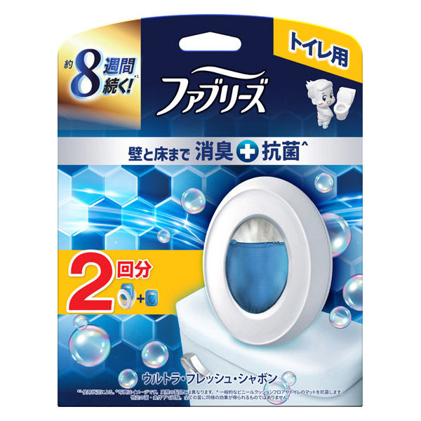 ファブリーズトイレ用消臭剤プレミアムシリーズ＋抗菌　ウルトラ・フレッシュ・シャボン　本体＋つめかえ１個パック　６．３ｍＬｘ２