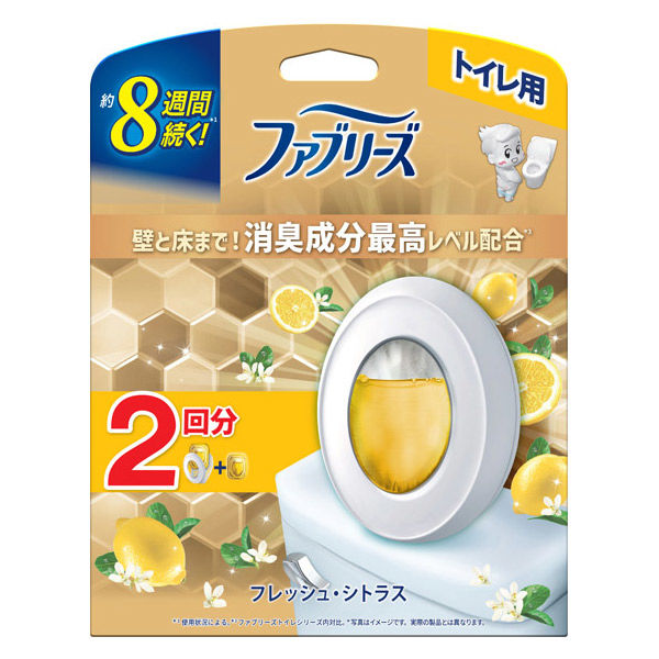 ファブリーズトイレ用消臭剤プレミアムシリーズ　消臭成分最高レベル　フレッシュ・シトラス　本体＋つめかえ１個パック　６．３ｍＬｘ２