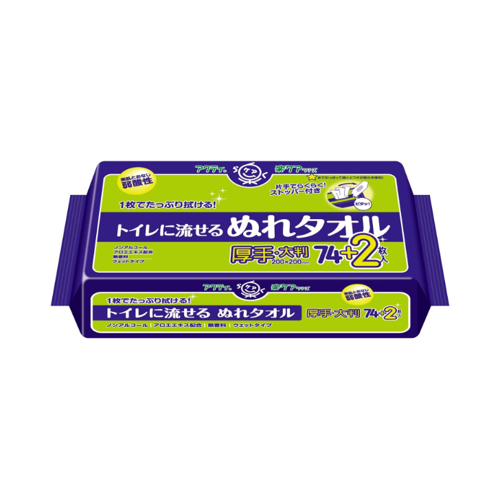 アクティ　新トイレにながせるぬれタオル　７６枚