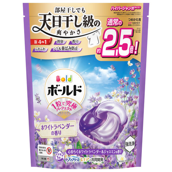 ボールドジェルボール４Ｄ心安らぐホワイトラベンダー＆ジャスミンの香り　つめかえハイパージャンボサイズ２７個