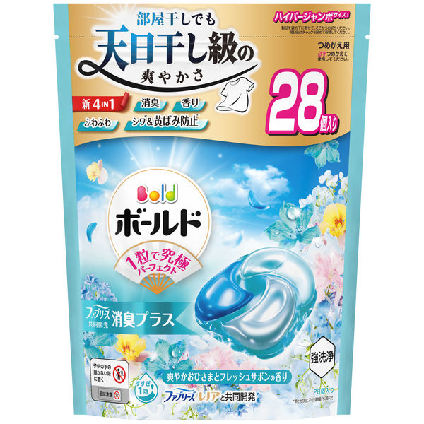 ボールドジェルボール４Ｄ爽やかフレッシュフラワーサボンの香り　つめかえハイパージャンボサイズ２８個