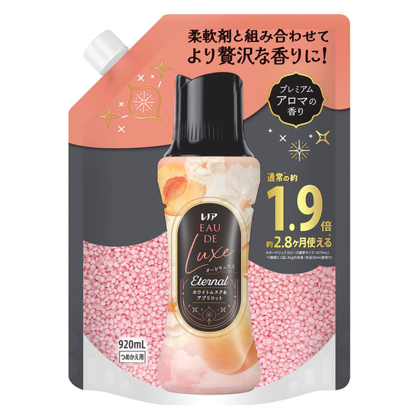 レノアオードリュクスアロマジュエル　エターナルホワイトムスク＆アプリコットの香りつめかえ用特大サイズ９２０ｍＬ