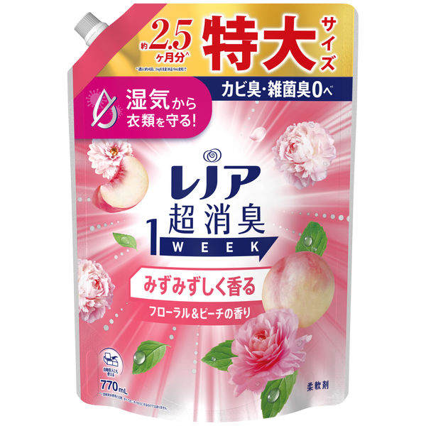 レノア超消臭１ｗｅｅｋみずみずしく香るフローラル＆ピーチの香りつめかえ用特大サイズ７７０ｍＬ