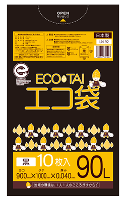 ＬＮ－９３　エコ袋９０Ｌ０４０厚１０枚　透明