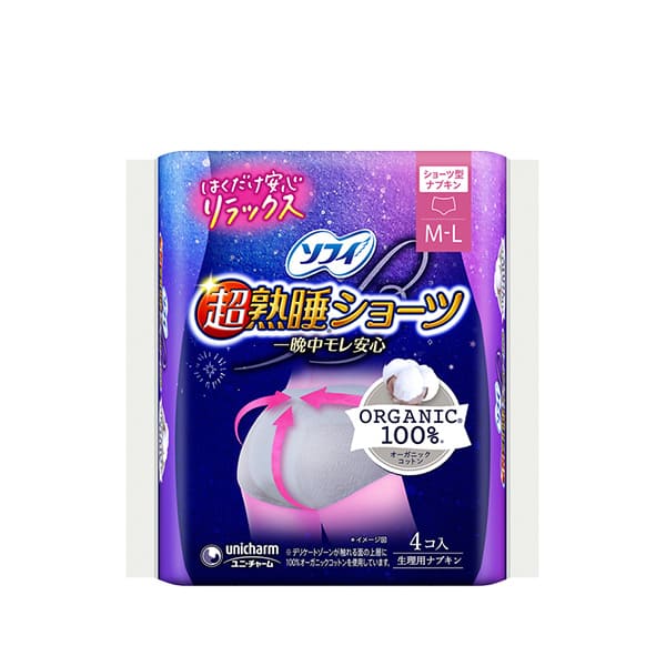 ソフィ超熟睡ショーツオーガニックコットンＭＬ　４枚