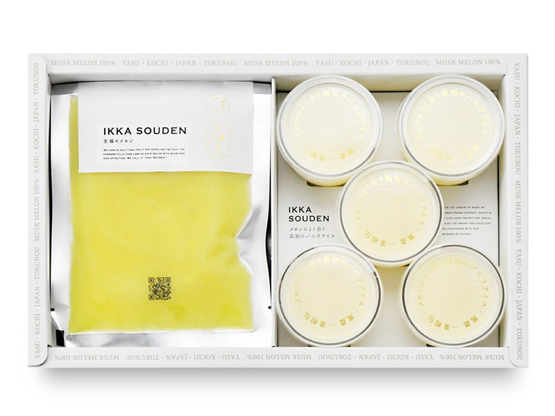 マスクメロンピューレと高知のバニラアイス