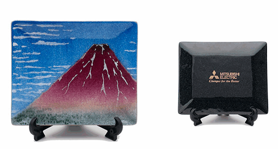 【MC4107】七宝焼き角皿＜赤富士＞