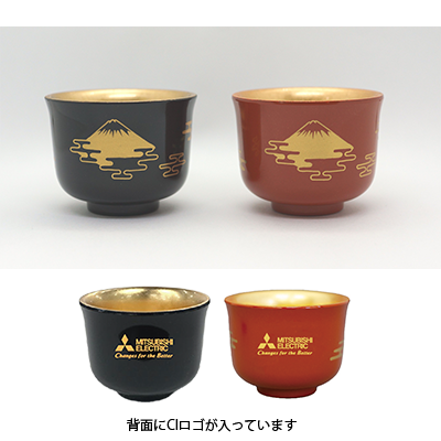 【MC4515】加賀金箔　ぐいのみペア（黒・朱）