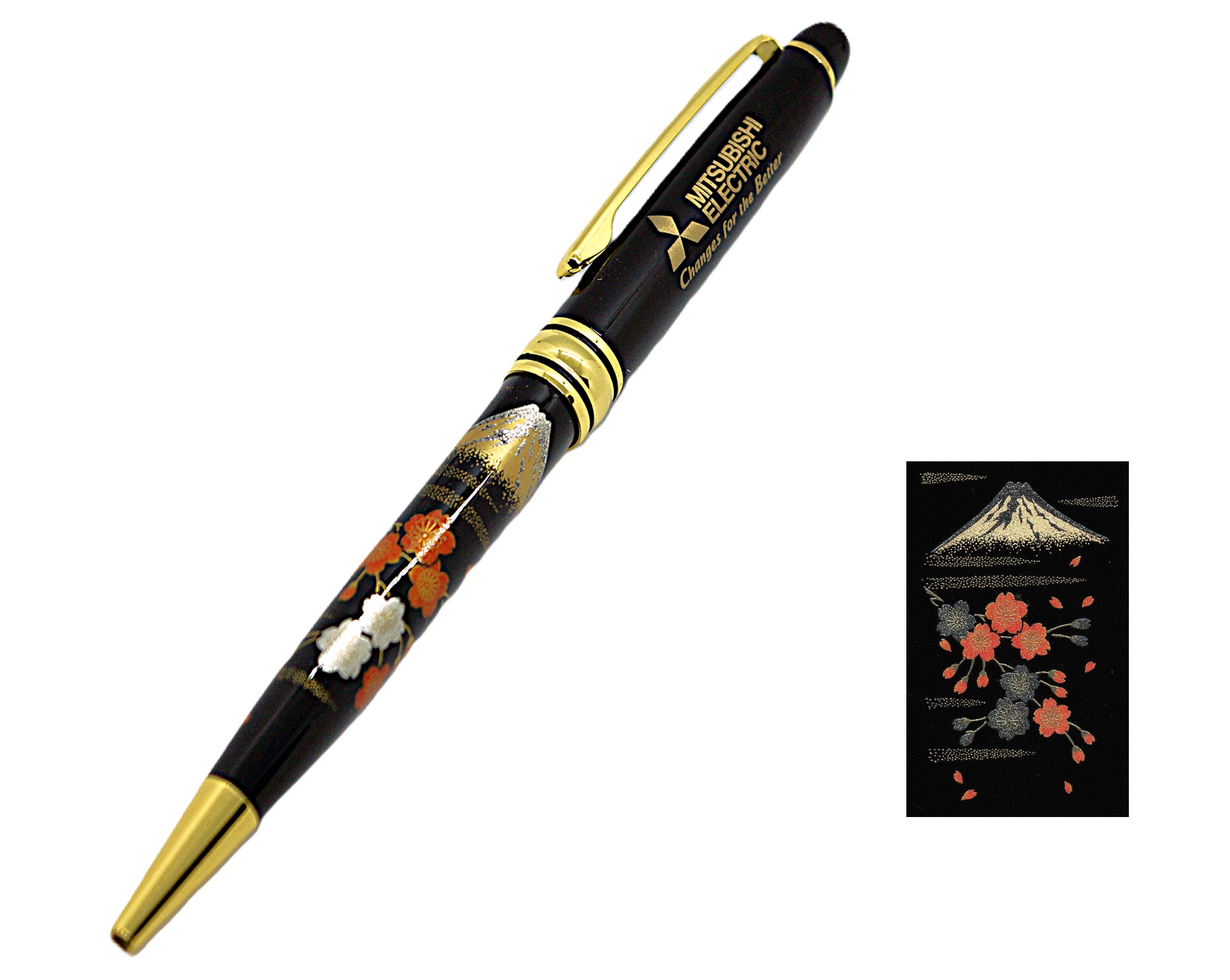 【MC4702】回転式和風ボールペン＜金富士に桜＞