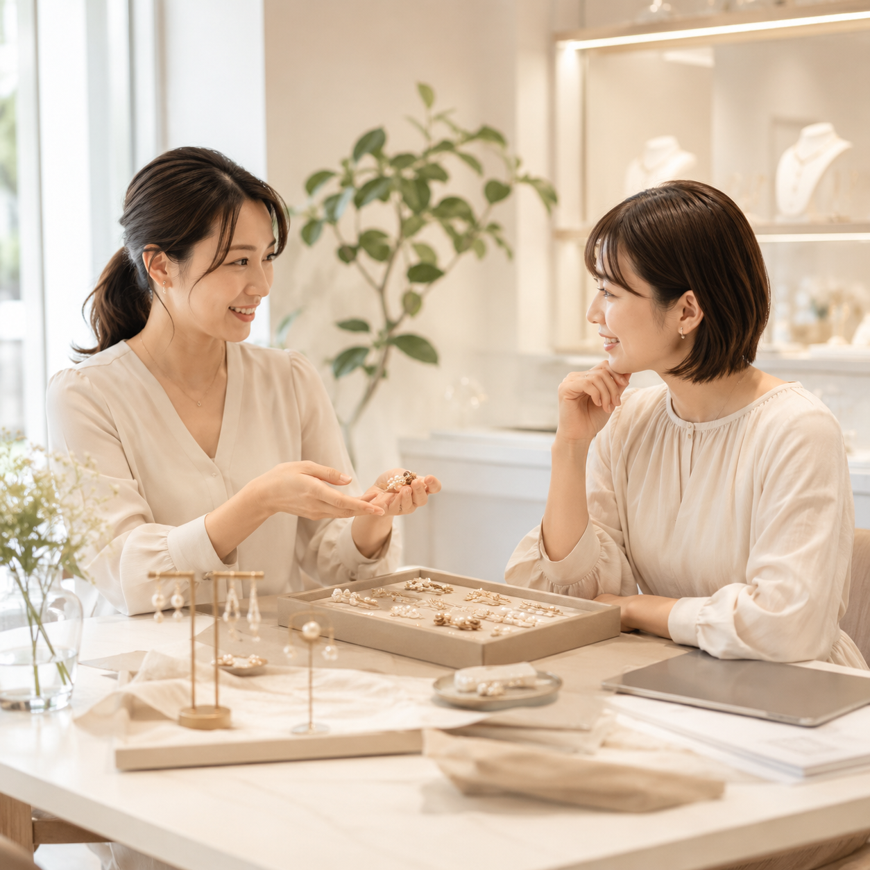 アクセサリーを提案する販売店