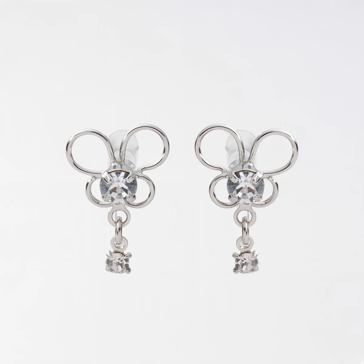 フラワーライン＆揺れビジュー ノンホールピアス