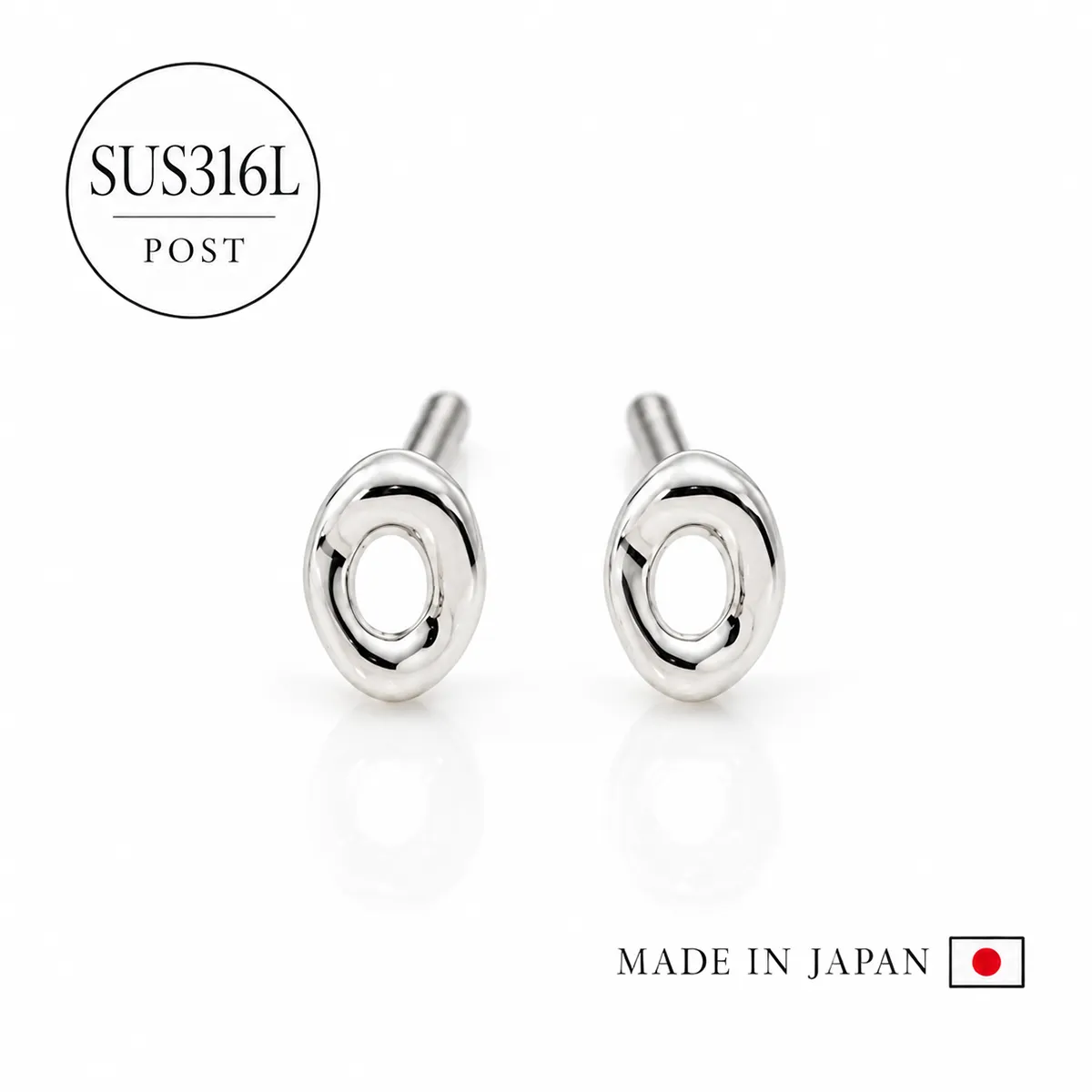 日本製 刻印入りステンレスポストピアス（316Lサージカルステンレス）[st14]