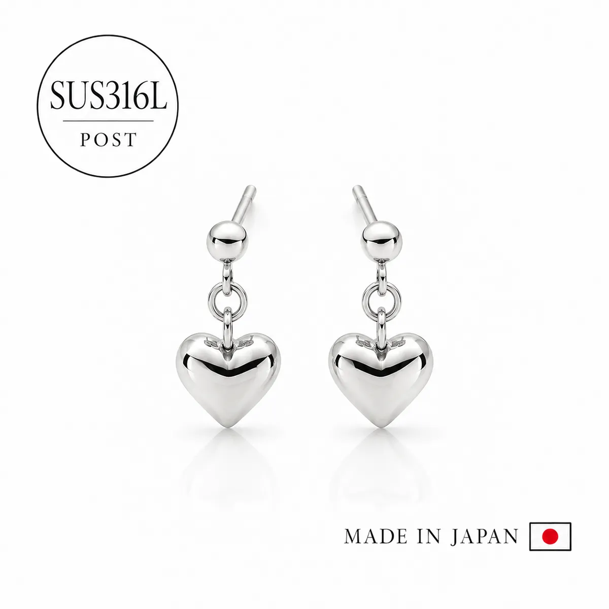 日本製 刻印入りステンレスポストピアス（316Lサージカルステンレス）[st16]