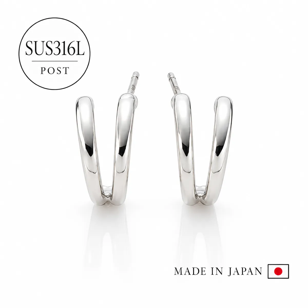 日本製 刻印入りステンレスポストピアス（316Lサージカルステンレス）[st23]