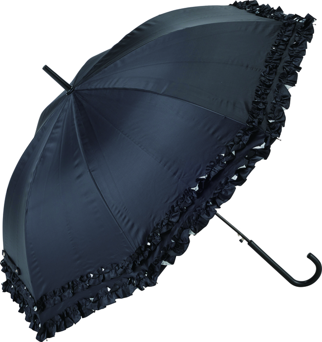 【晴雨兼用長傘】58ｃｍジャンプダブルフリル