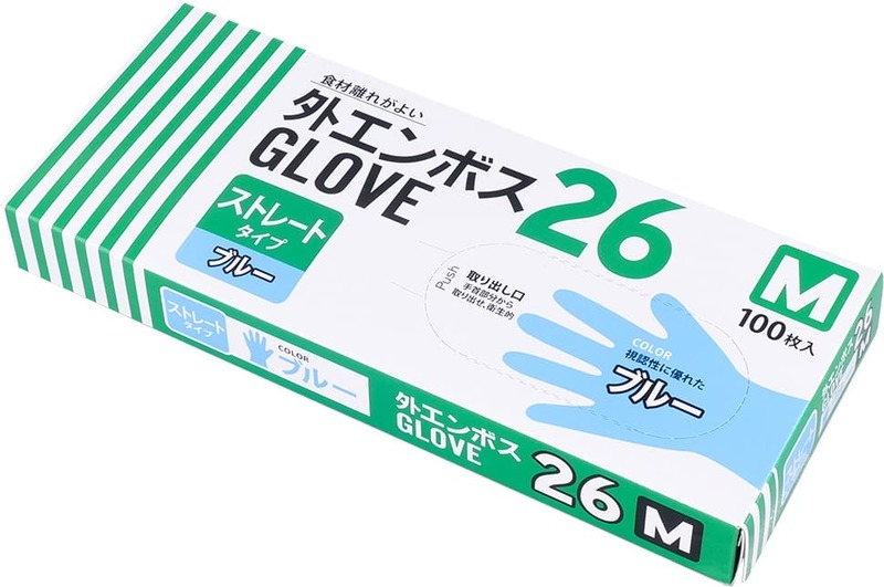 外エンボスGLOVE26透明 M 100枚入
