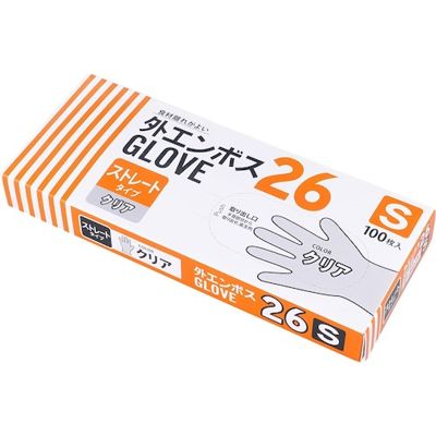 外エンボスGLOVE26透明 S 100枚入