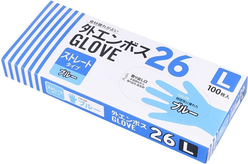 外エンボスGLOVE26透明 L 100枚入