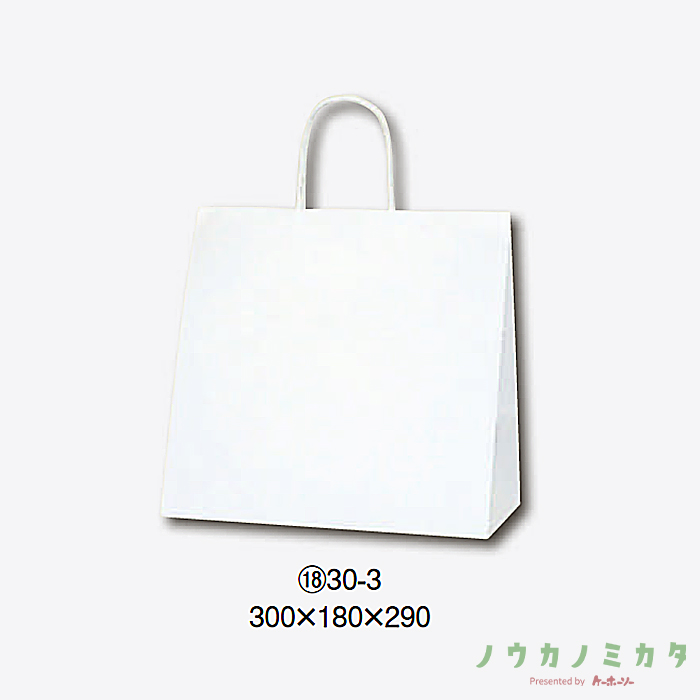 HEIKO 紙袋 25チャームバッグ丸紐 30-3 白無地　カフェ資材