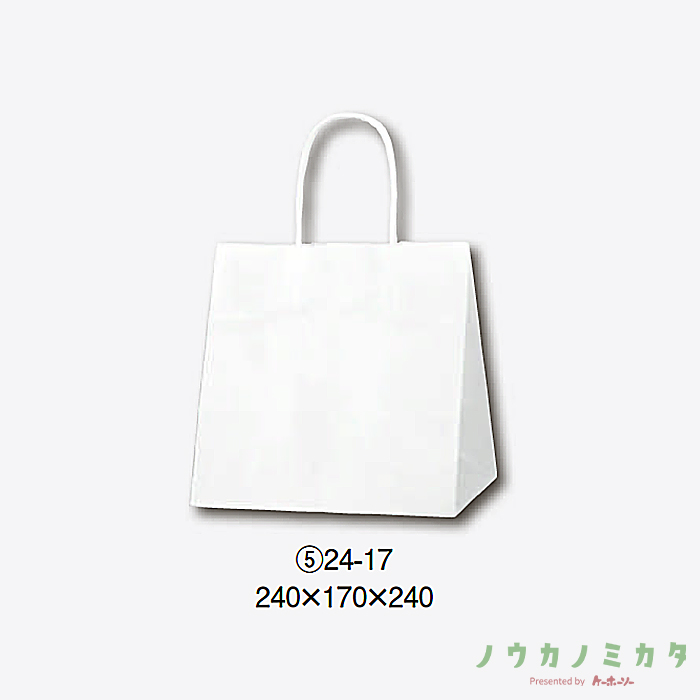 HEIKO 紙袋 25チャームバッグ丸紐 24-17 白無地　カフェ資材