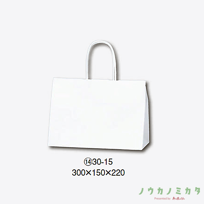 HEIKO 紙袋 25チャームバッグ丸紐 30-15 白無地　カフェ資材