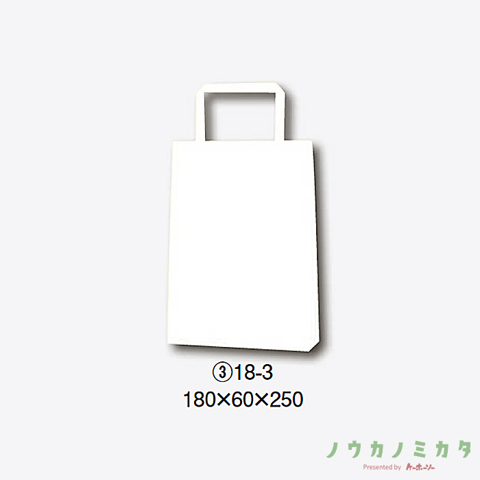 HEIKO 紙袋 H25チャームバッグ平紐 18-3 白無地　カフェ資材