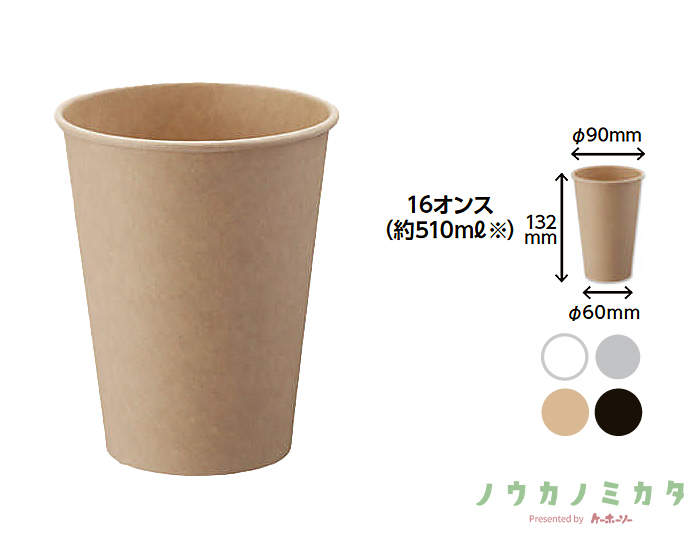 HEIKO 紙コップ(ペーパーカップ) アイス・ホット兼用 16オンス 口径90mm 未晒