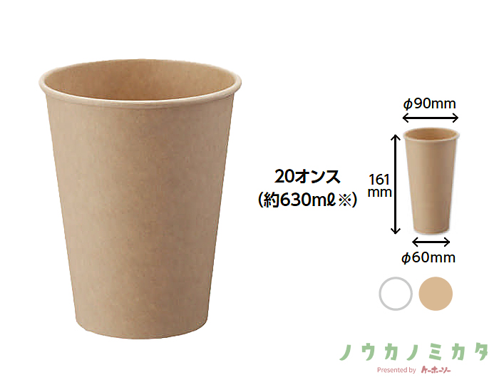 HEIKO 紙コップ(ペーパーカップ) アイス・ホット兼用 20オンス 口径90mm 未晒