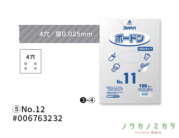 SWAN  スワンボードン 穴なし 厚み0.025mm No.12(12号) ポリ袋